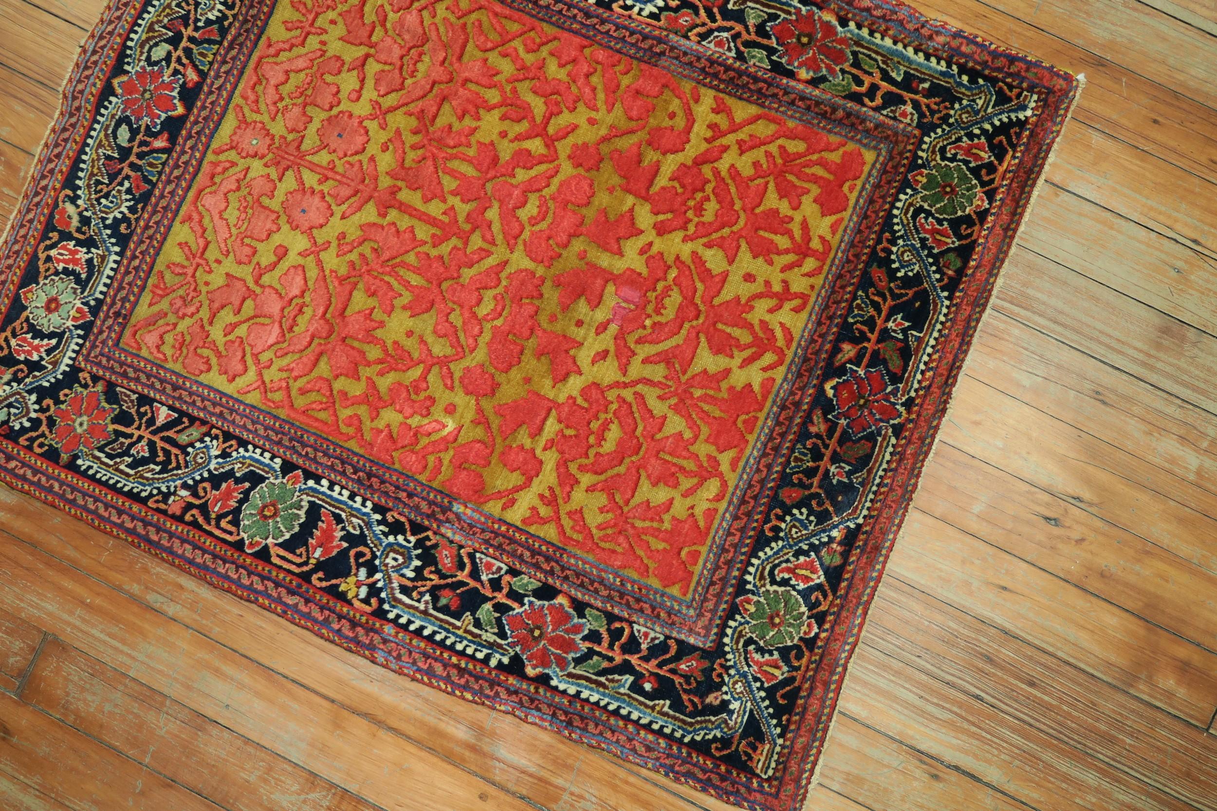 Hand-Woven Jewel Tone Early 20th Century Superfine Quality Antique Persian Jozan Souf Mat For Sale