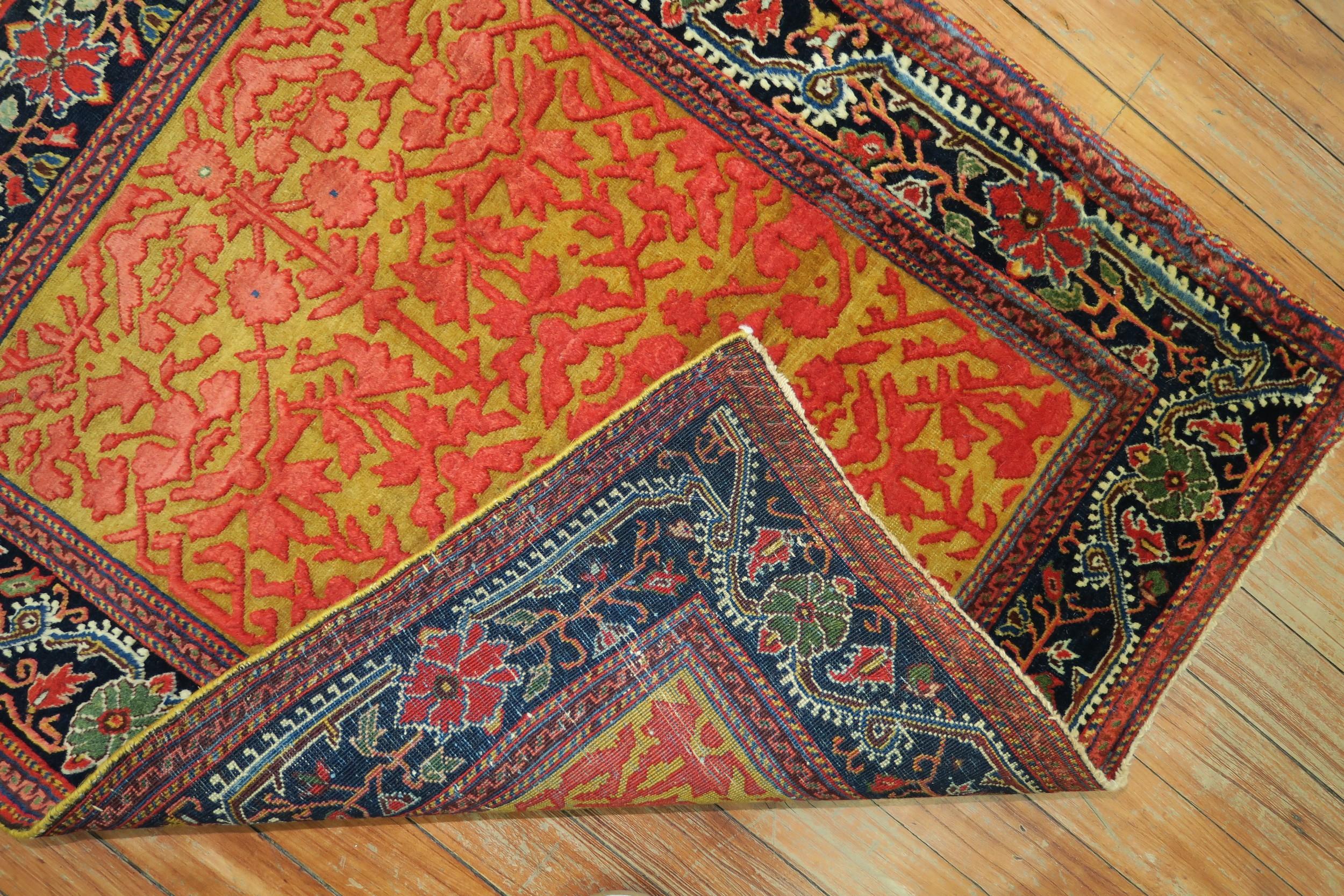 Jewel Tone Early 20th Century Superfine Quality Antique Persian Jozan Souf Mat In Excellent Condition For Sale In New York, NY