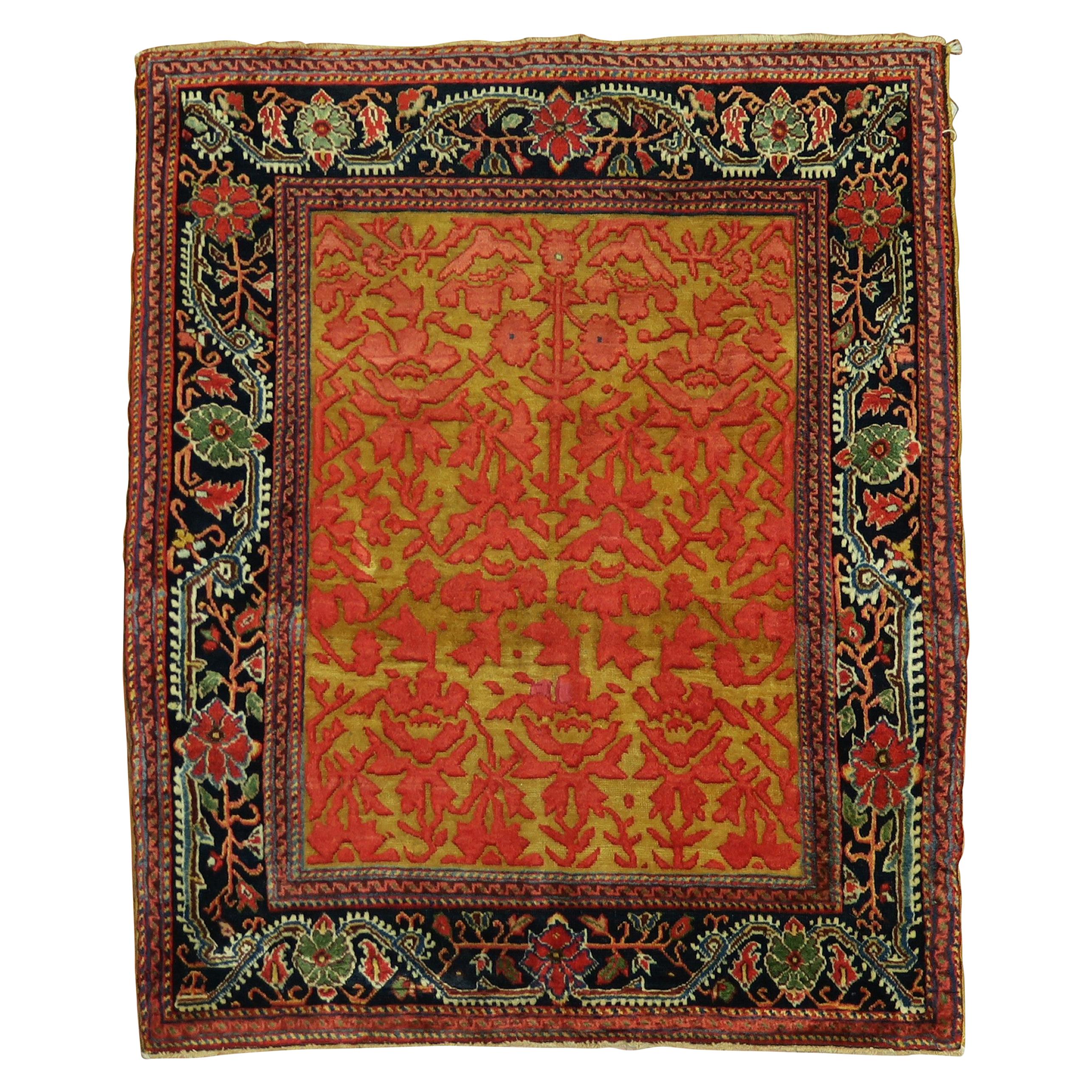 Jewel Tone Early 20th Century Superfine Quality Antique Persian Jozan Souf Mat For Sale