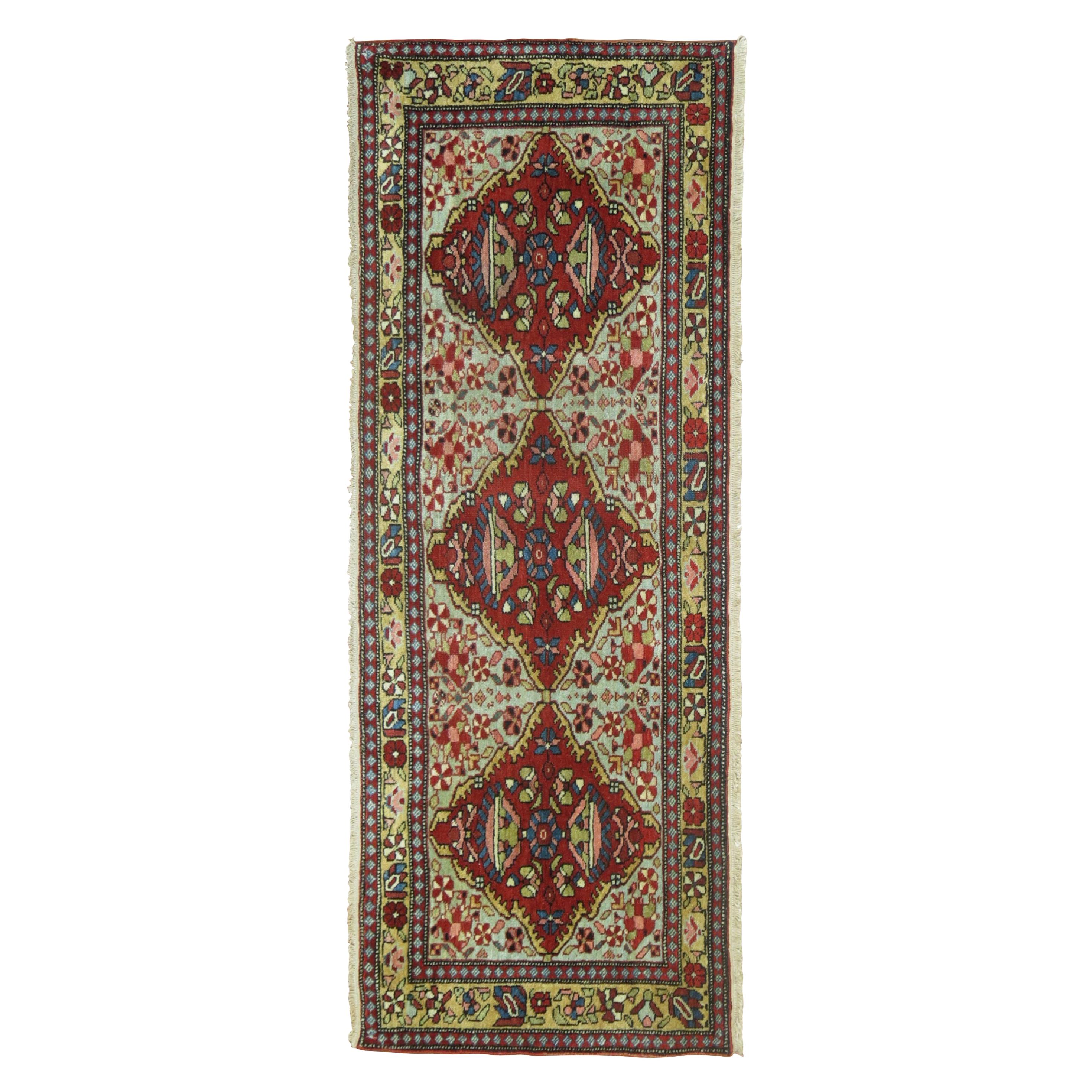 Jewel Tone Fine Quality Antique Persian Malayer Narrow Horizontal Woven Rug For Sale