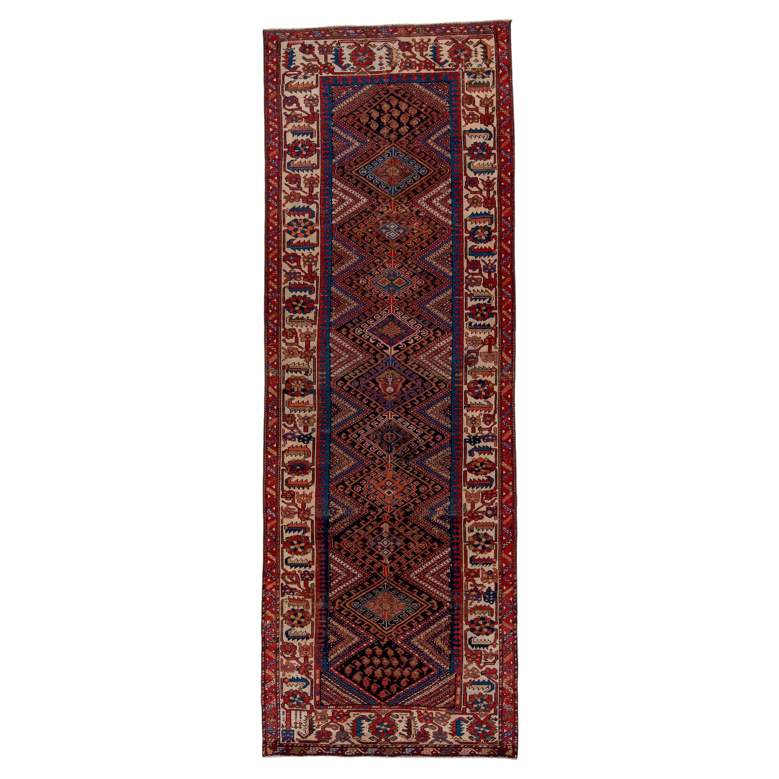 Jewel Toned Antique Malayer Runner  For Sale