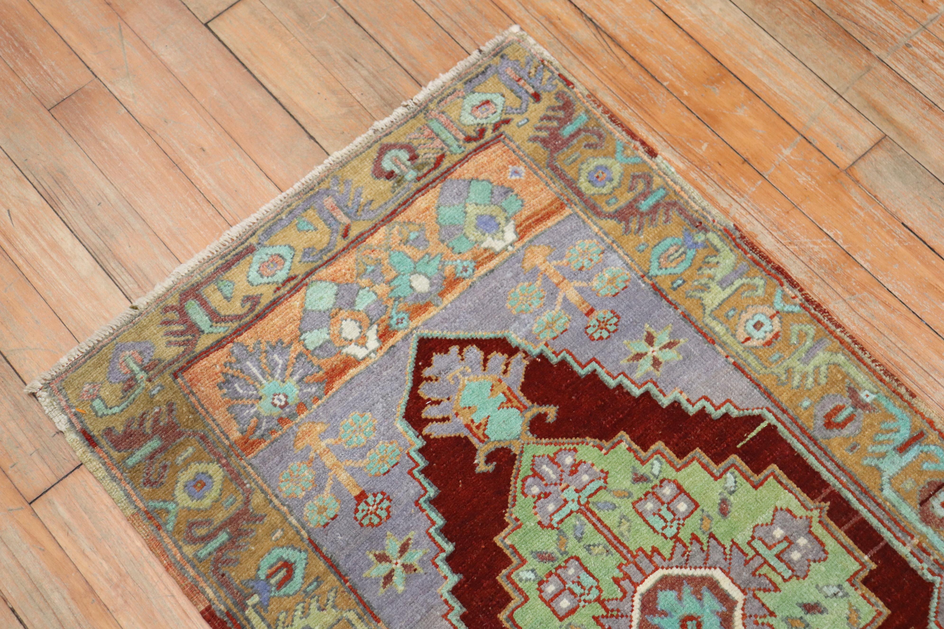 Victorian Jewel Toned Antique Turkish Yastik Rug Mat