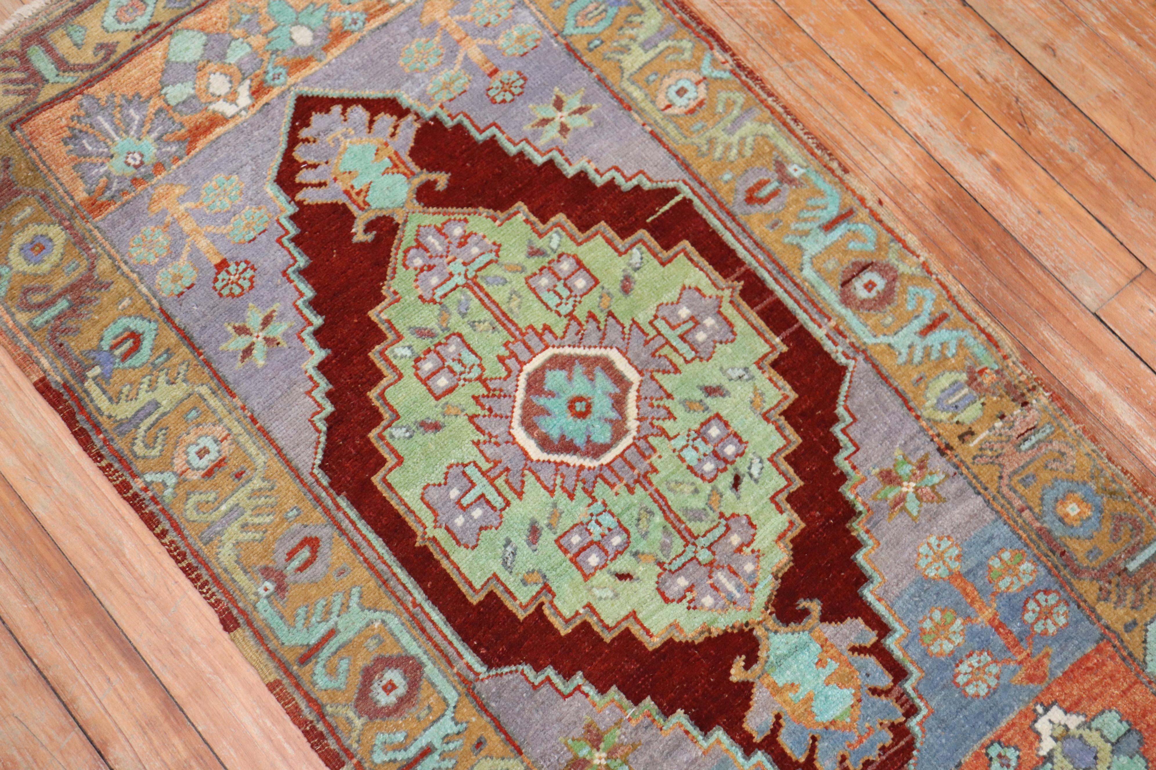 Hand-Knotted Jewel Toned Antique Turkish Yastik Rug Mat