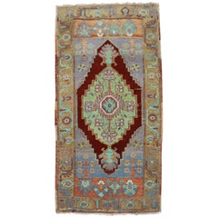 Jewel Toned Antique Turkish Yastik Rug Mat