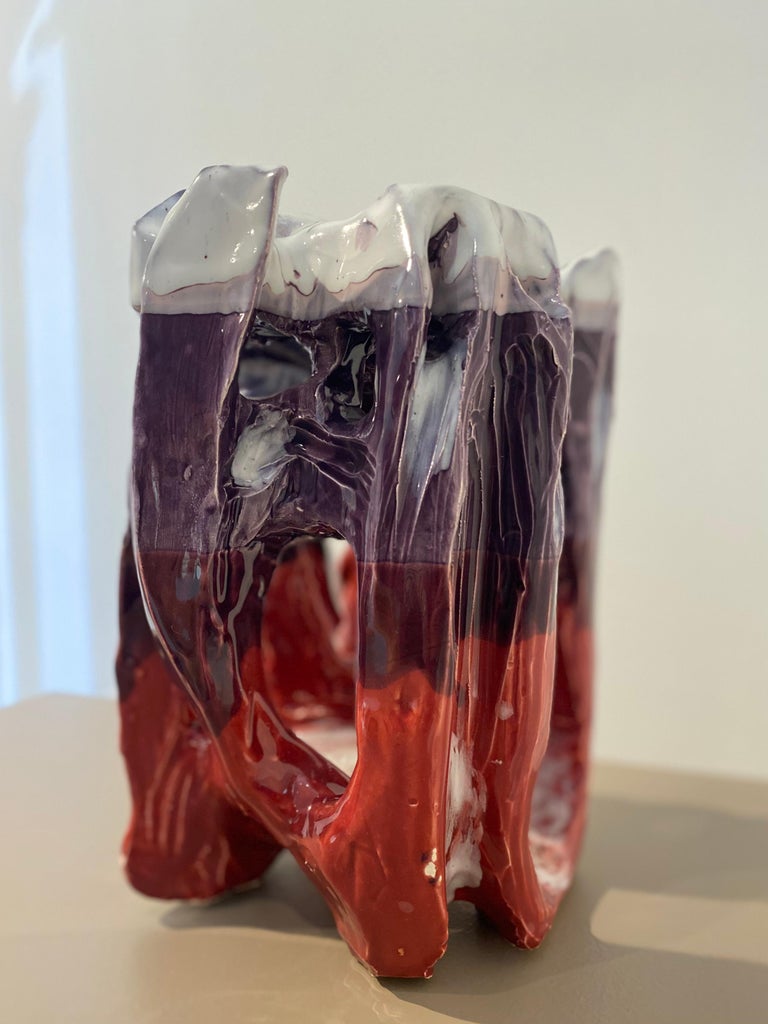 Jewel Toned HandBuilt Abstract Contemporary Ceramic Tabletop Sculpture