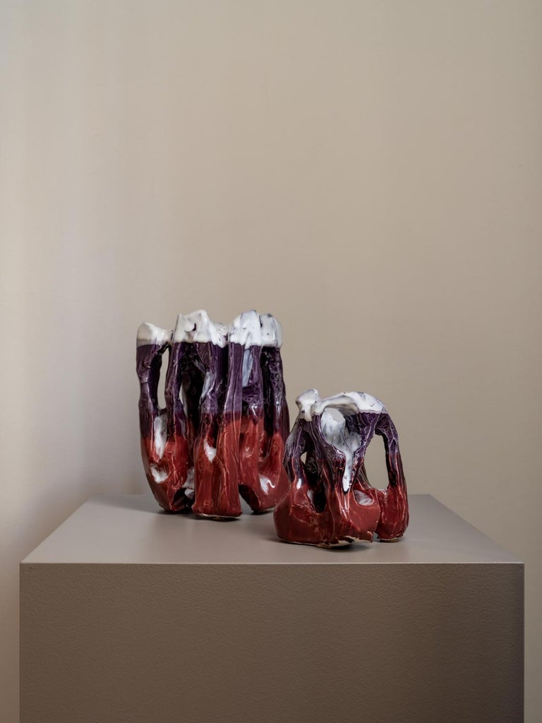 Jewel Toned HandBuilt Abstract Contemporary Ceramic Tabletop Sculpture