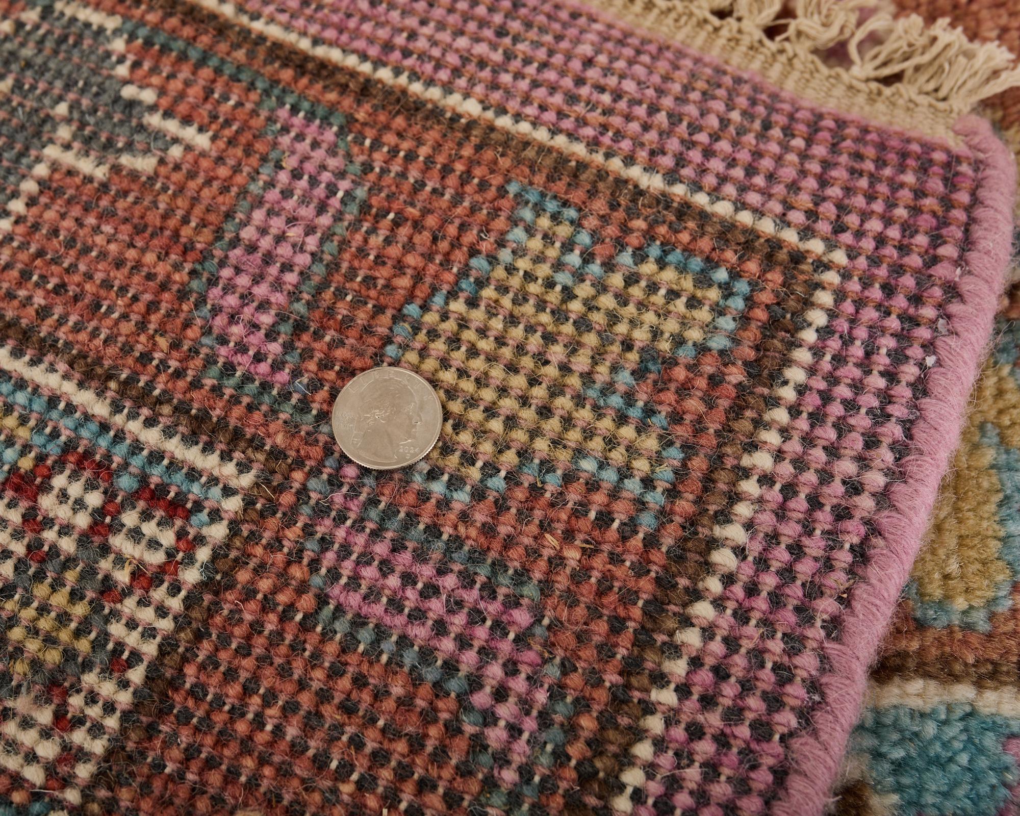 Jewel Toned Modern Turkish Oushak Rug For Sale 9