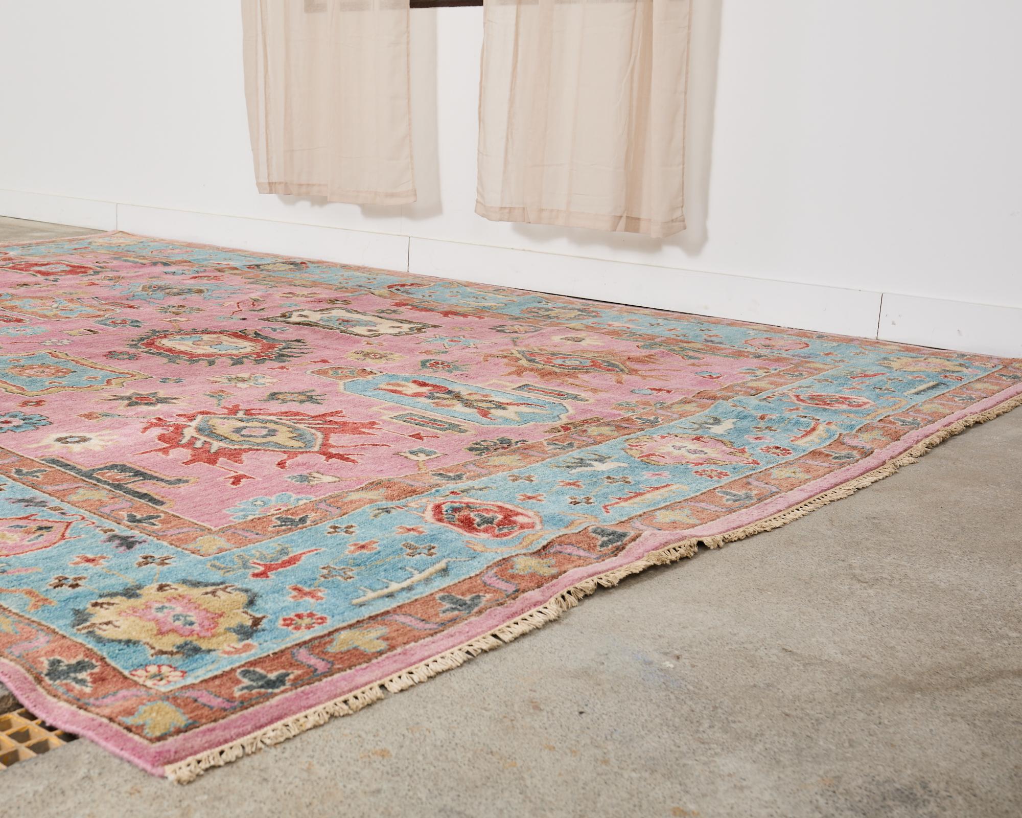 Jewel Toned Modern Turkish Oushak Rug For Sale 11