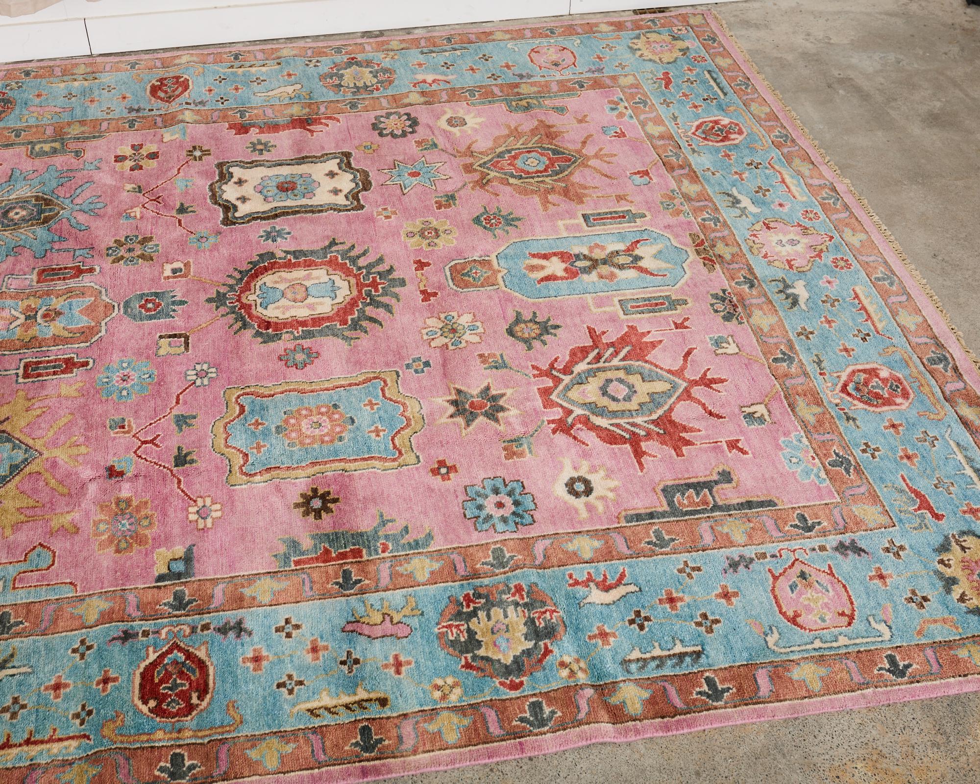 Contemporary Jewel Toned Modern Turkish Oushak Rug For Sale