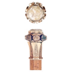 Jewel walking stick, 18 kt gold gold-bearing quartz USA 1841.