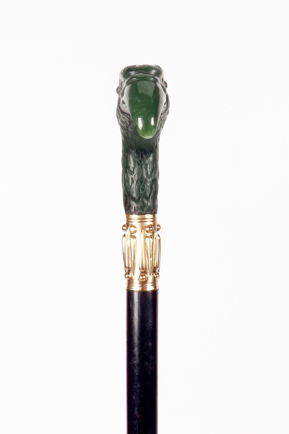 20ième siècle Canne en bijou représentant une tête d'aigle, signée André Aucoc, France 1900. en vente