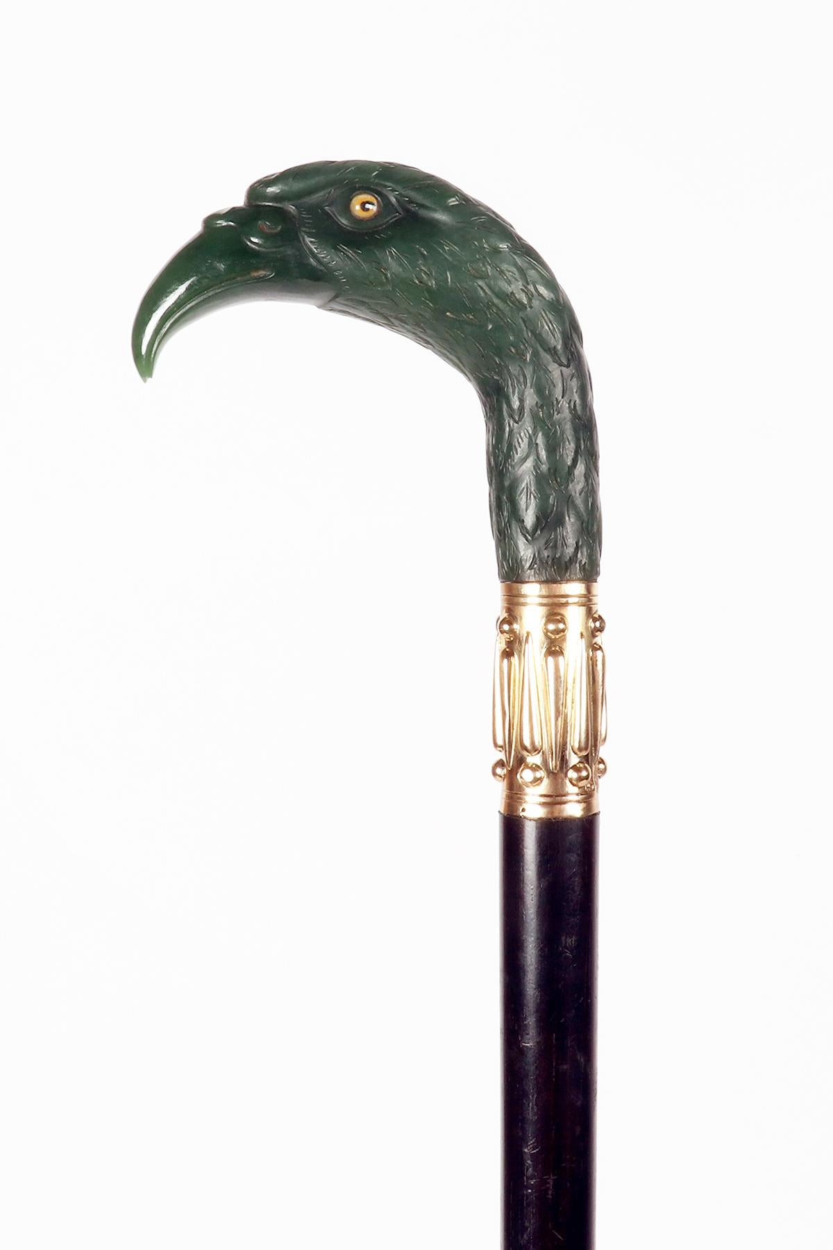 Canne en bijou représentant une tête d'aigle, signée André Aucoc, France 1900. en vente 1