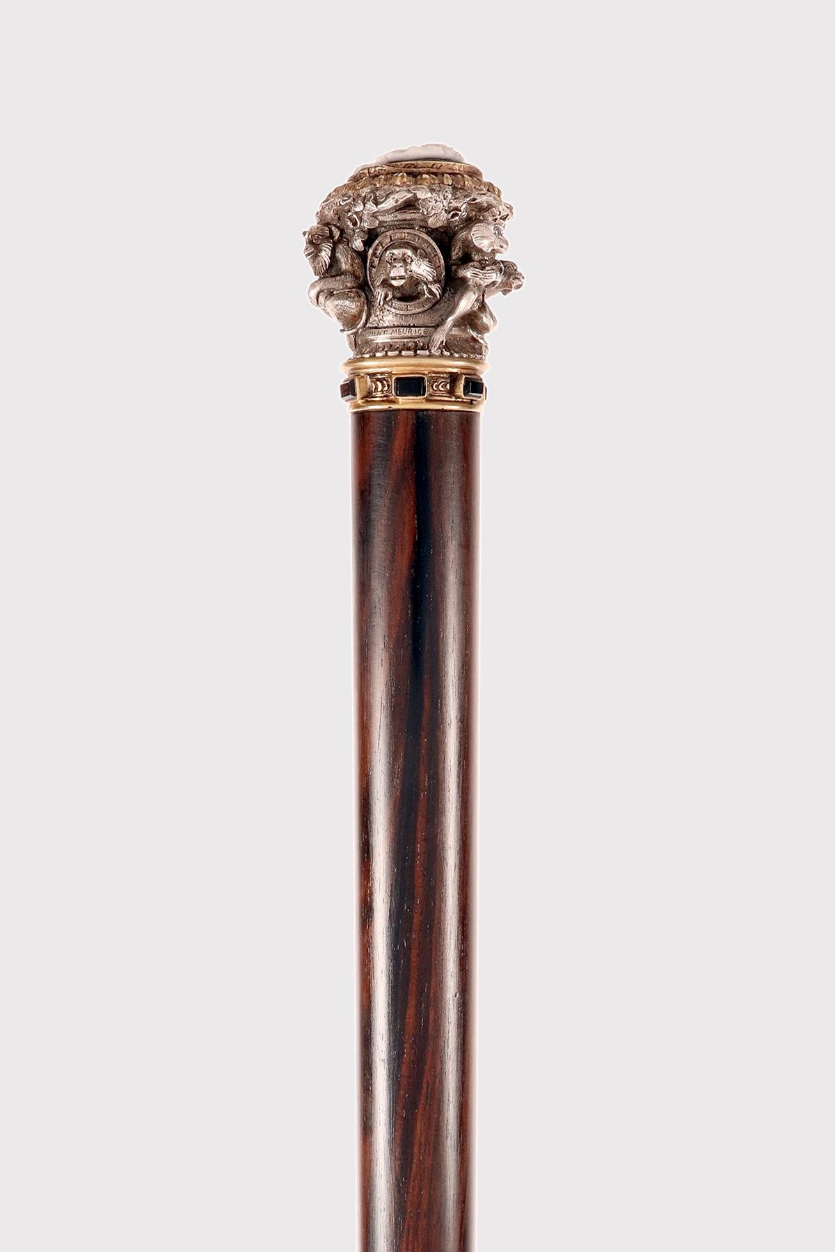 Bastón joya, que representa a seis monos. Por Froment-Meurice, Francia 1850. en venta 3