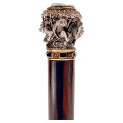 Jewel walking stick, depicting six monkeys. By Froment-Meurice, France 1850.