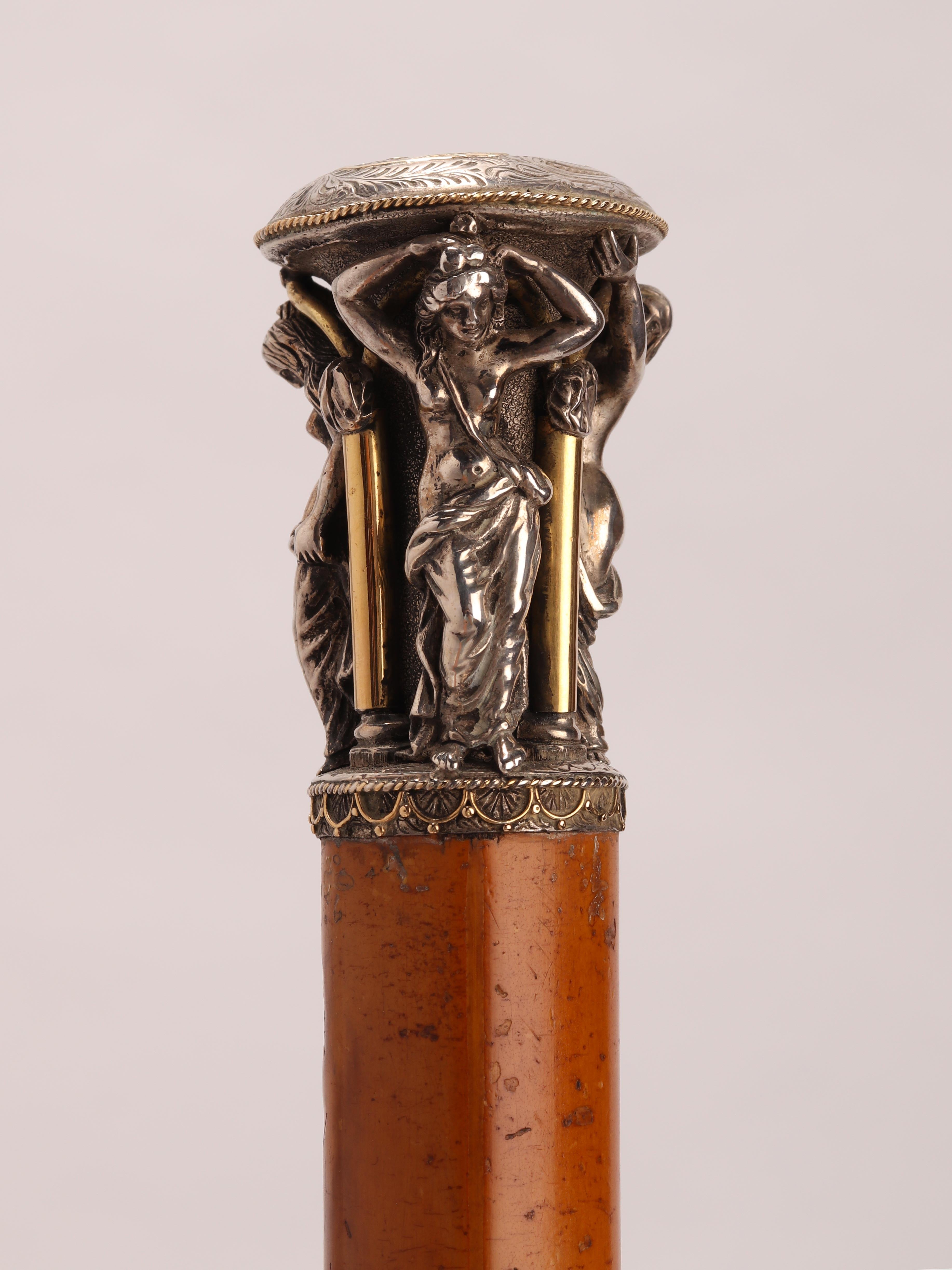 19th Century Jewel Walking Stick, France, 1870