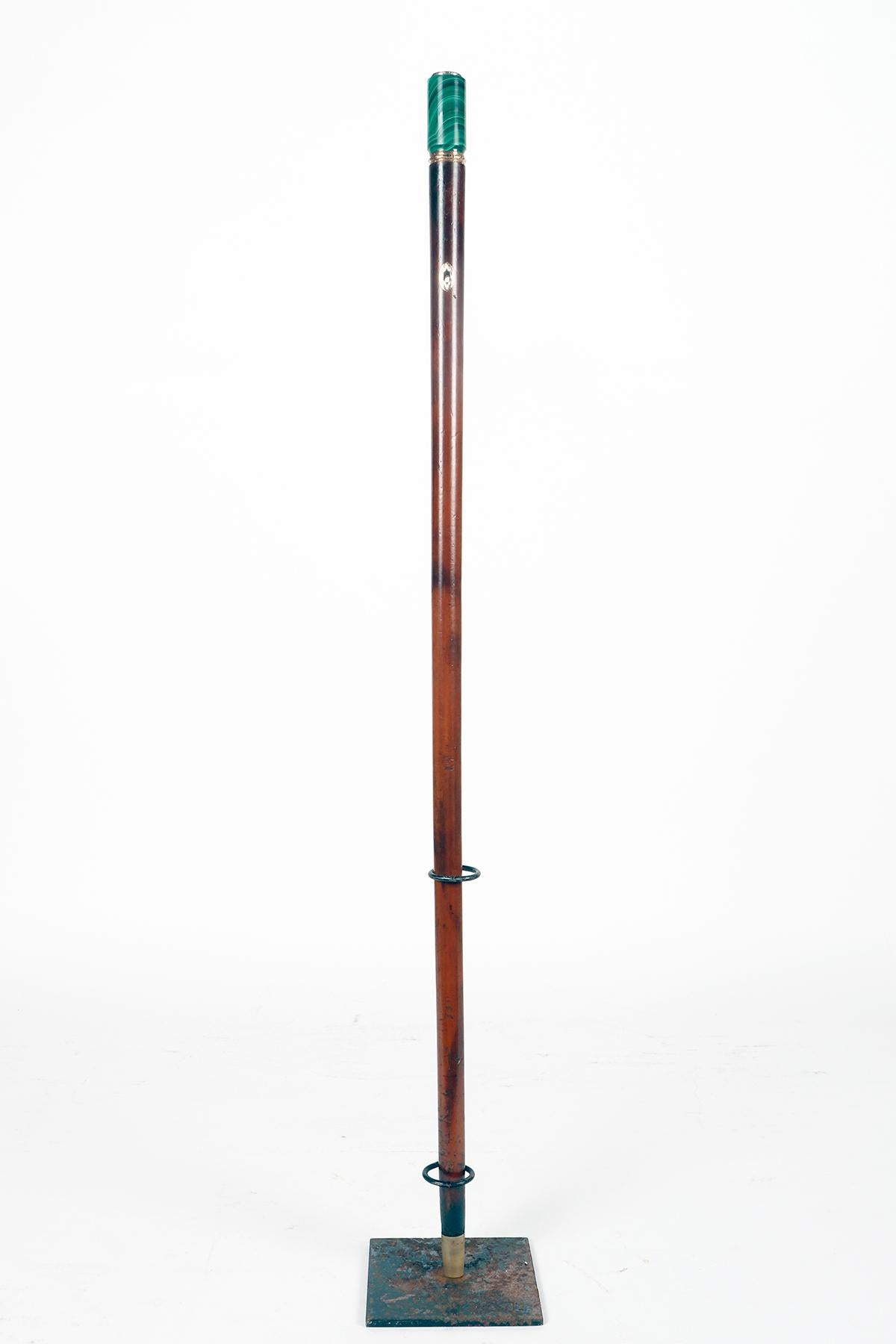 Walking stick, gold, malachite handle, Signed Gabriel Falguieres. France 1900. For Sale 5