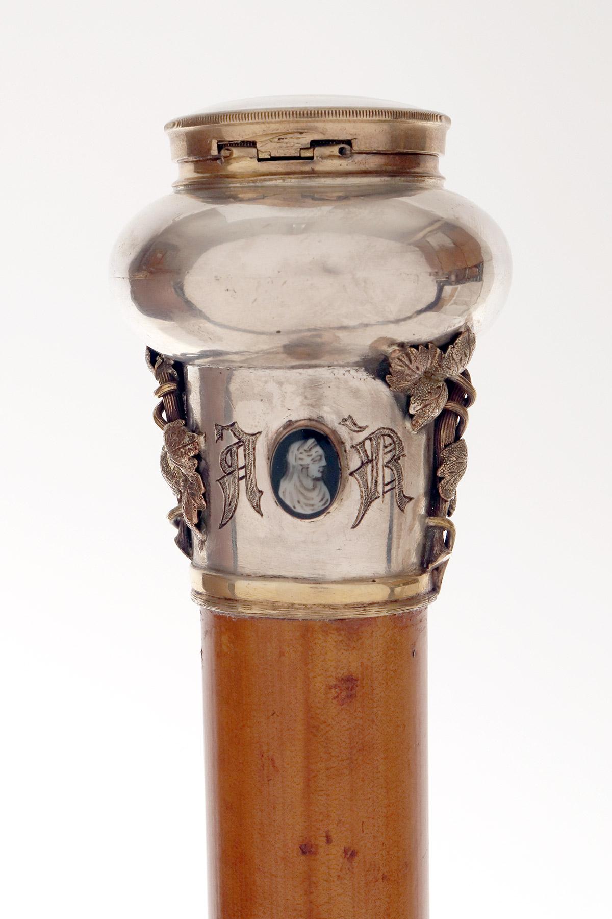 Métal Bâton de marche Jewell, poignée avec une horloge. Signé Froment-Meurice, France 1849. en vente