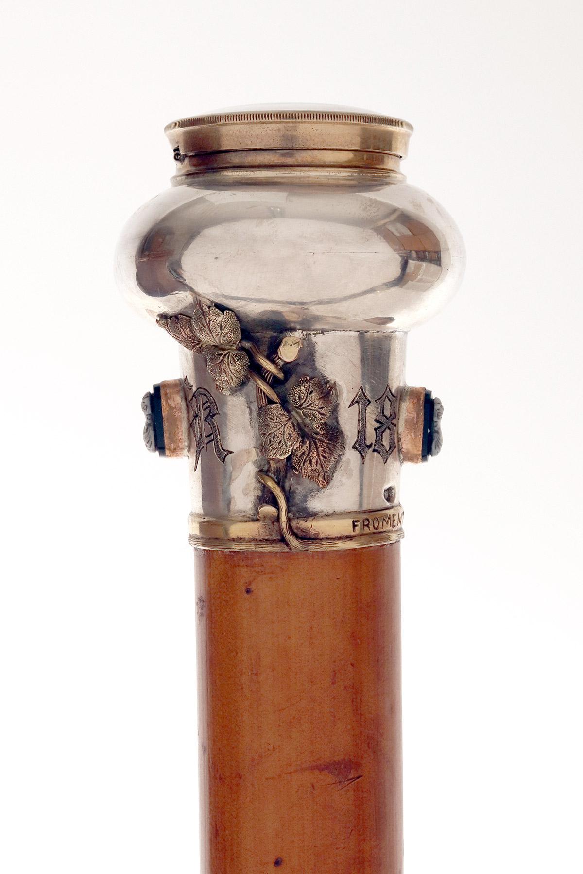 Bâton de marche Jewell, poignée avec une horloge. Signé Froment-Meurice, France 1849. Bon état - En vente à Milan, IT