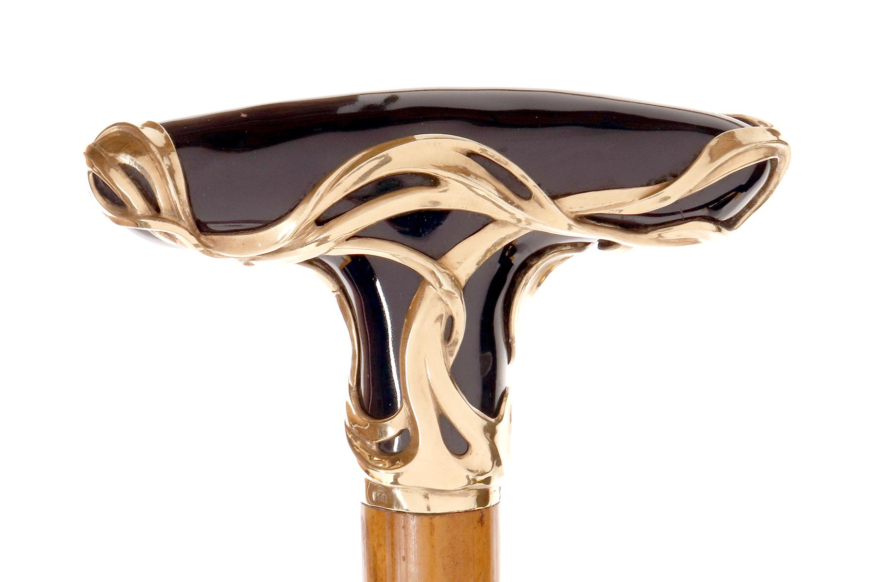 Canne à bijoux en céramique bleue et argent doré, par Ceragioli, Italie 1900. en vente 1