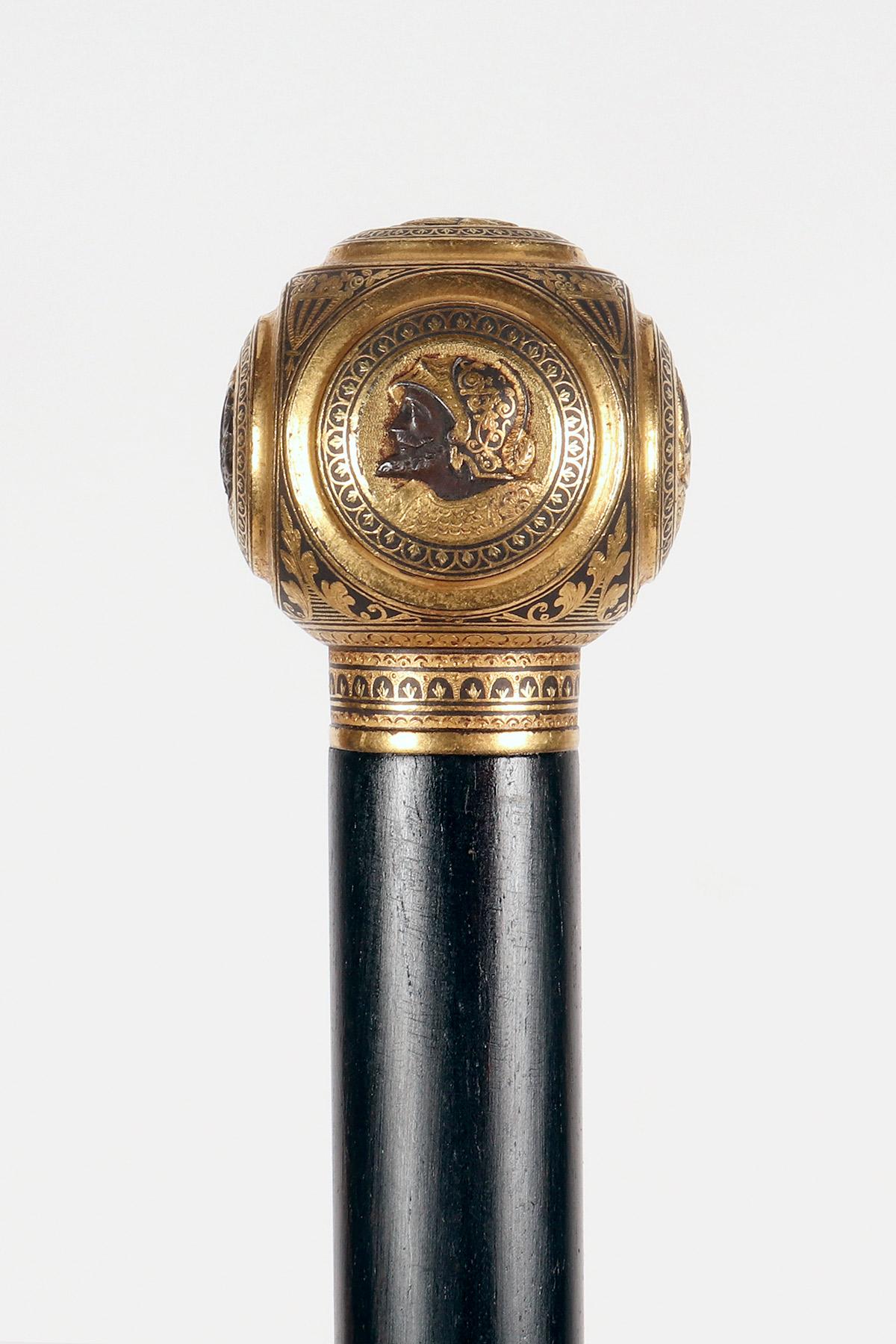 Stick de marche à bijoux, représentant 5 camées, Russie 1880. Bon état - En vente à Milan, IT
