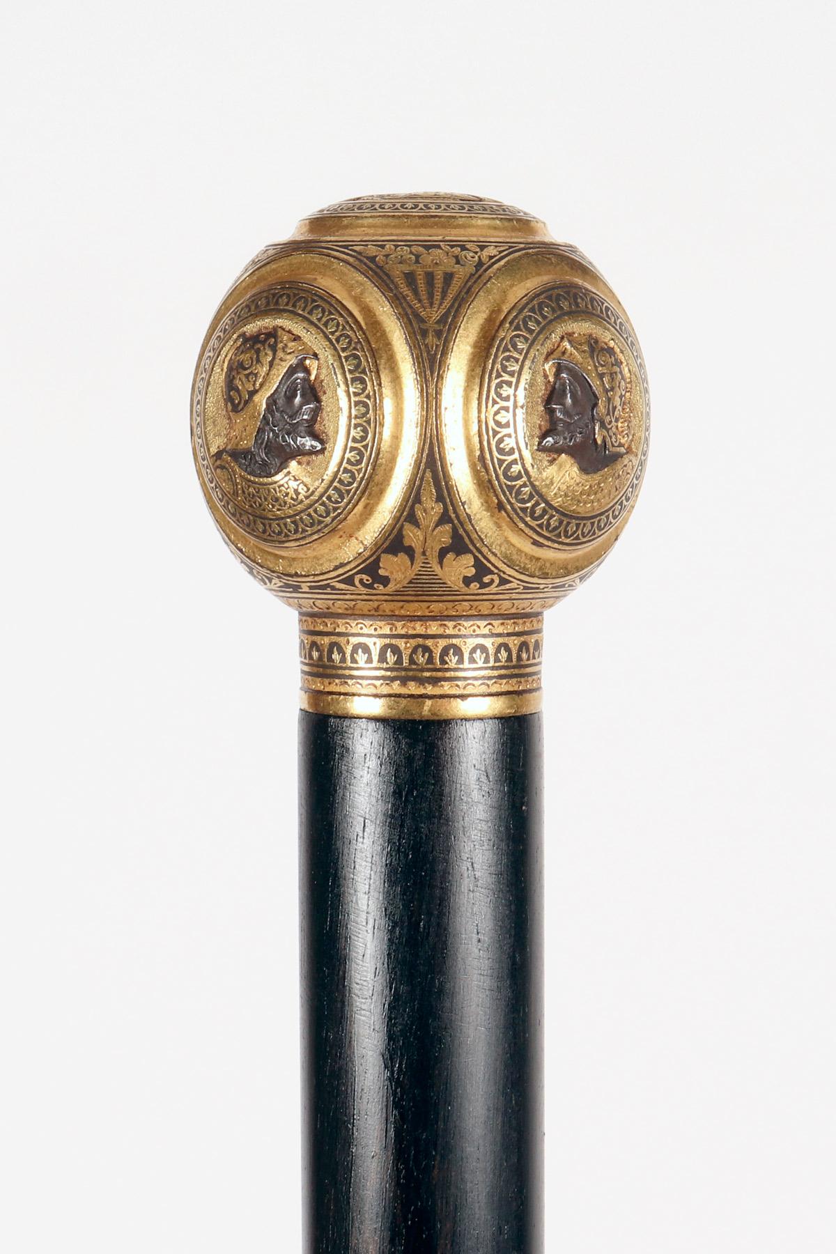 Stick de marche à bijoux, représentant 5 camées, Russie 1880. en vente 1
