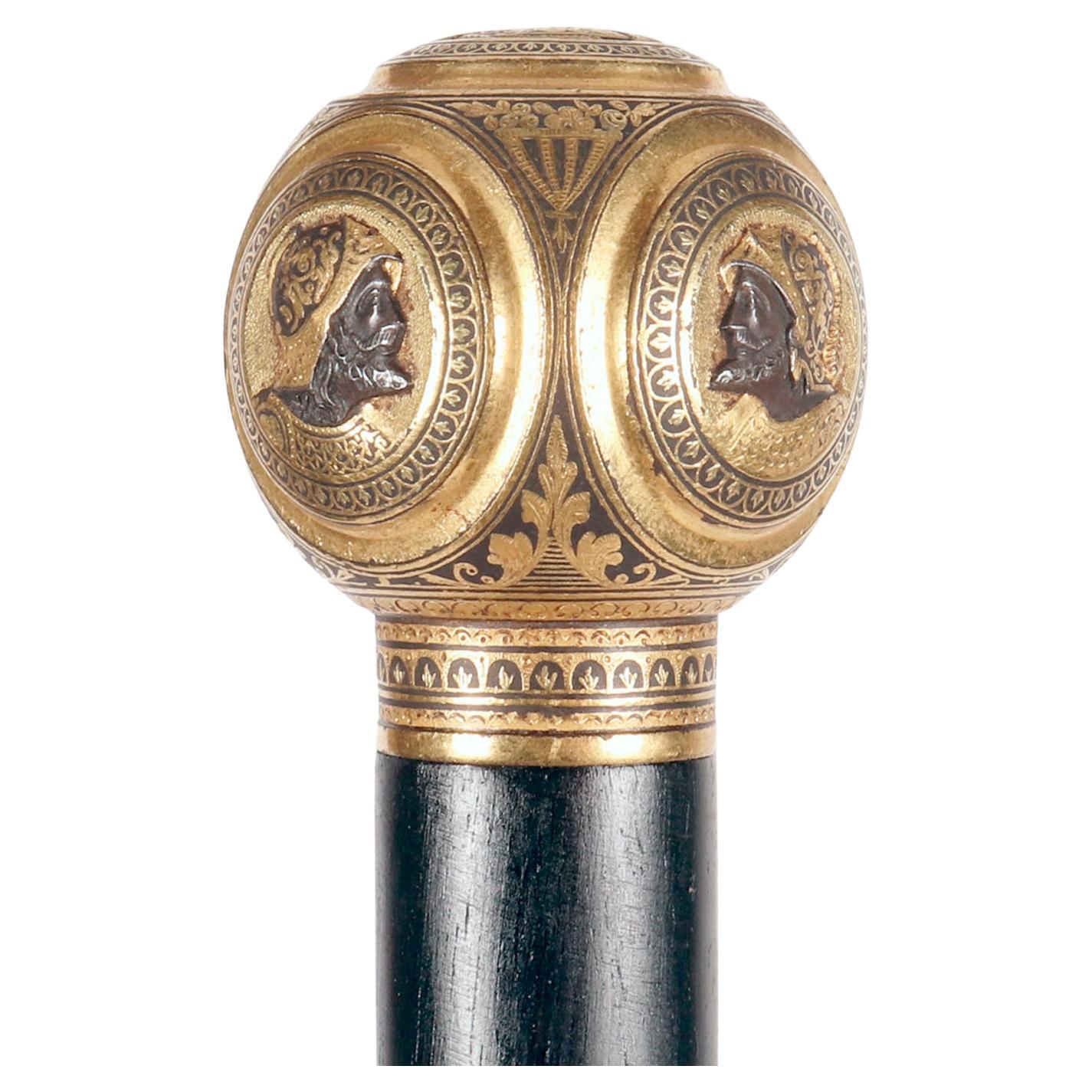 Stick de marche à bijoux, représentant 5 camées, Russie 1880.