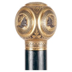 Stick de marche à bijoux, représentant 5 camées, Russie 1880.