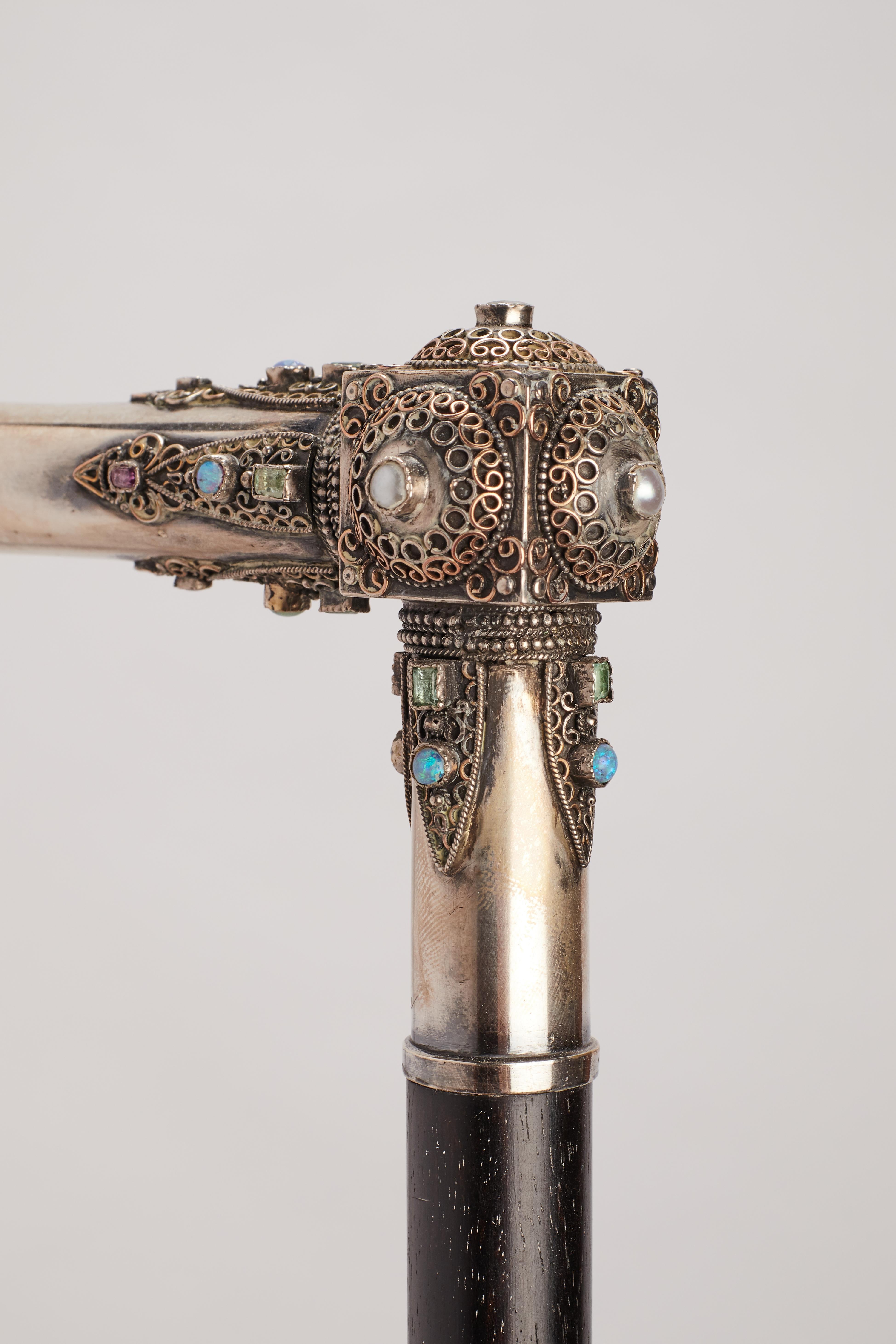 20th Century Jewel walking stick, signed Sophie Sander-Noske, France 1900-1910. For Sale