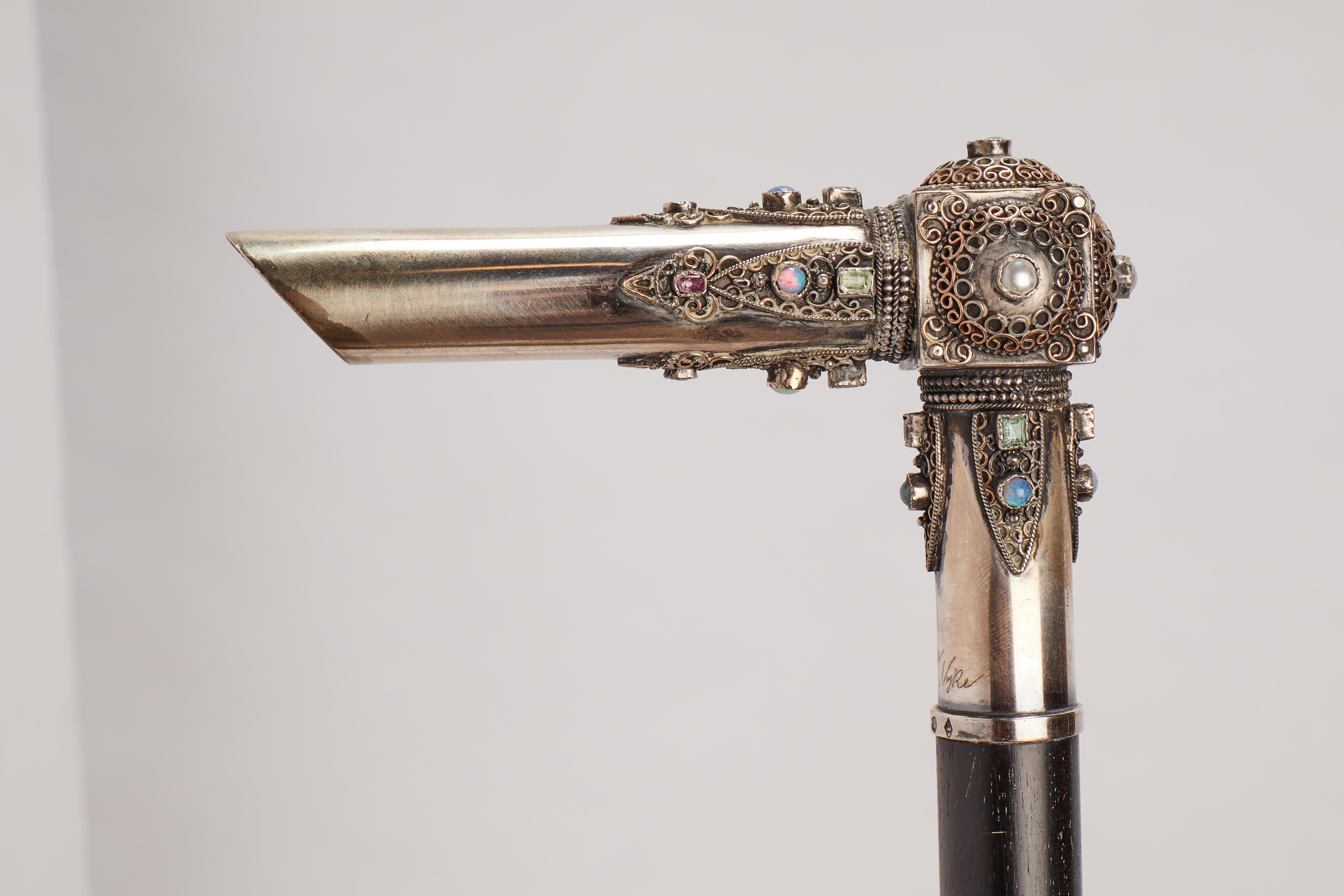 Jewel walking stick, signed Sophie Sander-Noske, France 1900-1910. For Sale 1