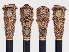 Jewel walking stick with lava stone cameos, by Peruzzi Italy, late 19th century.