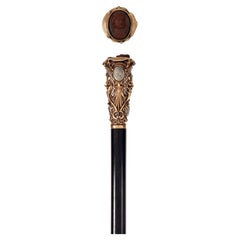 Jewel walking stick with lava stone cameos, by Peruzzi Italy, late 19th century.
