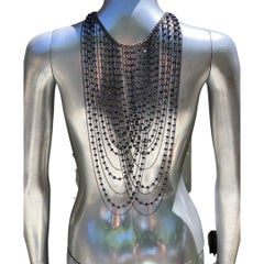 Jeweled and Beaded Double Draped Jet Black Necklace for Backless Dresses