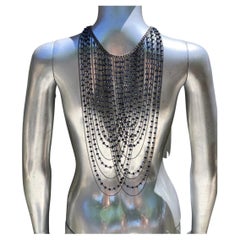 Jeweled and Beaded Double Draped Jet Black Necklace for Backless Dresses