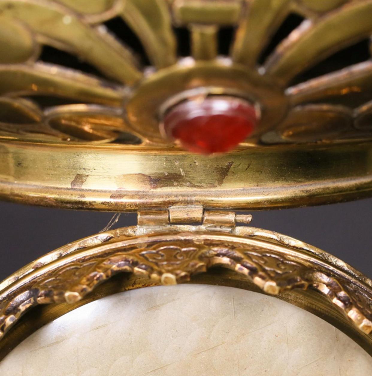 Jeweled and Etched Brass Moroccan Pendant Light For Sale 5