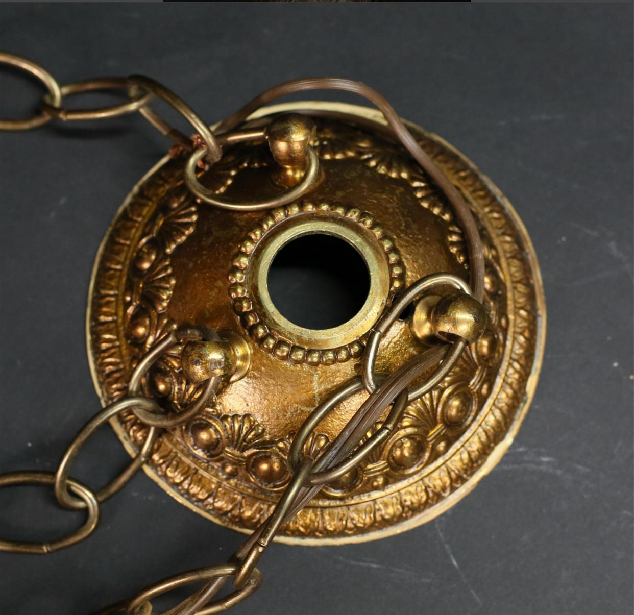 Jeweled and Etched Brass Moroccan Pendant Light For Sale 8