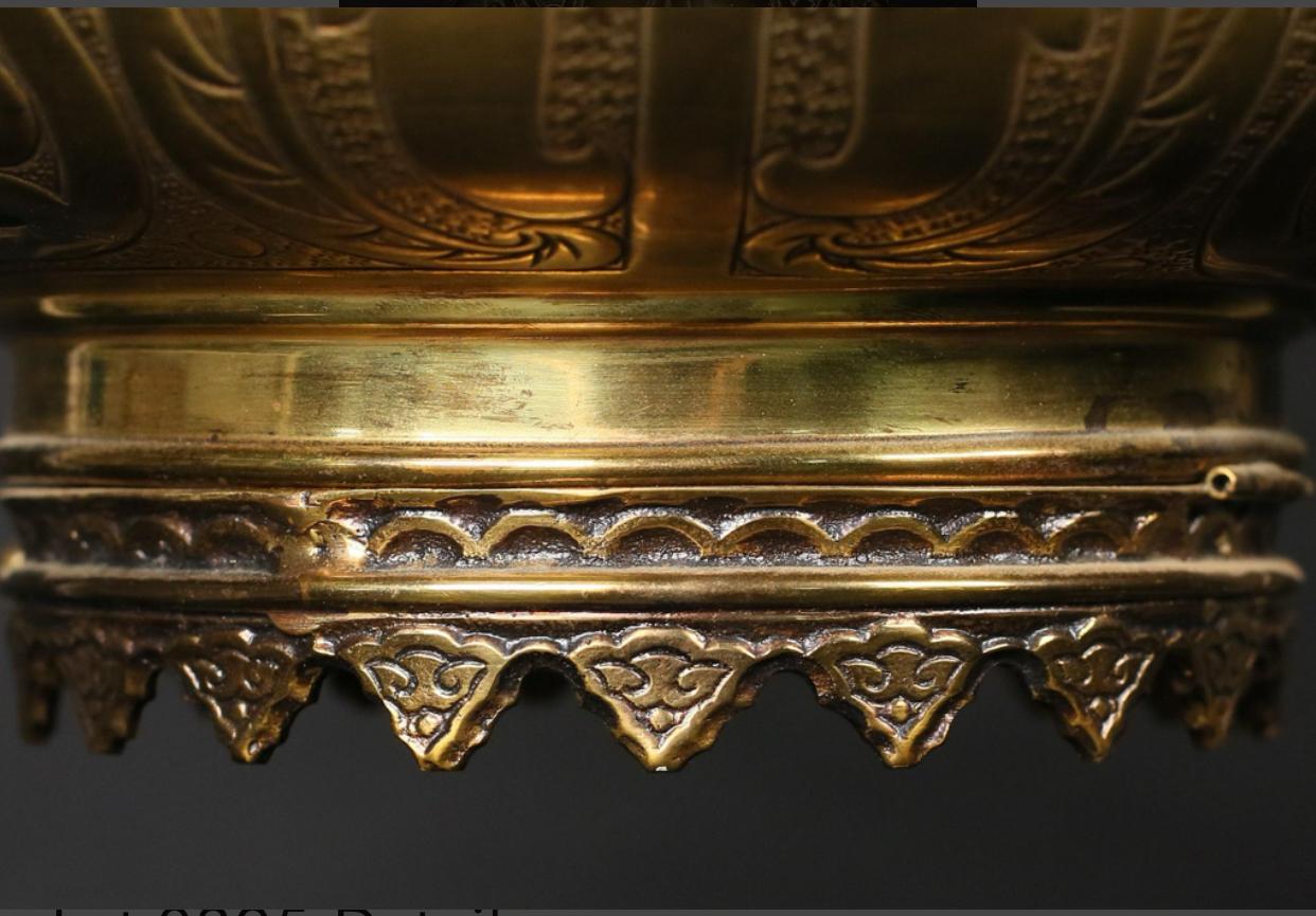 Jeweled and Etched Brass Moroccan Pendant Light For Sale 1