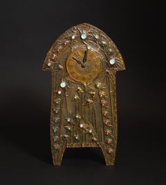 Jeweled Art Nouveau Repoussé Clock by Alfred Daguet, with Original Mechanisim