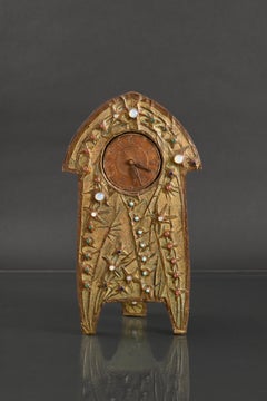 Jeweled Art Nouveau Repoussé Clock by Alfred Daguet, with Original Mechanisim