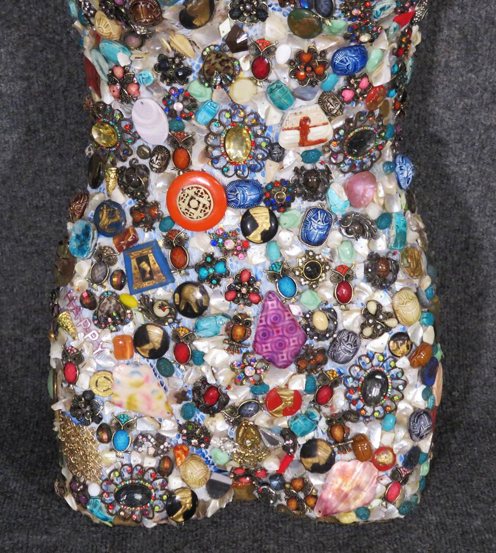 French Jeweled Artist's Studio Made Jeweled Torso Mannequin with Scarab Beetles