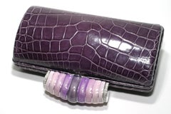 Jeweled Diamond and Enamel Exotic Purple Exotic Skin Silver Minaudière