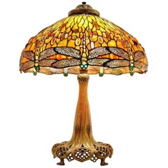 Antique Jeweled Drop Head Dragonfly by Tiffany Studios, Stamped, circa 1910