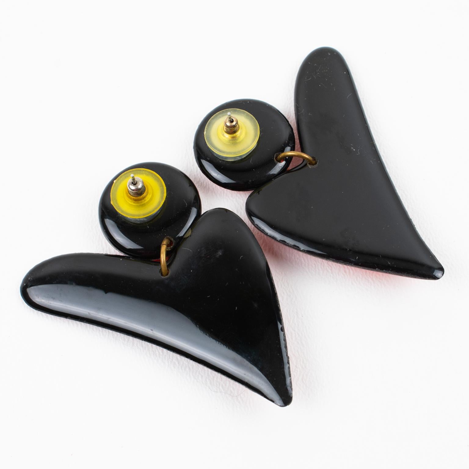 Jeweled Earrings Flame Red and Orange For Sale 3