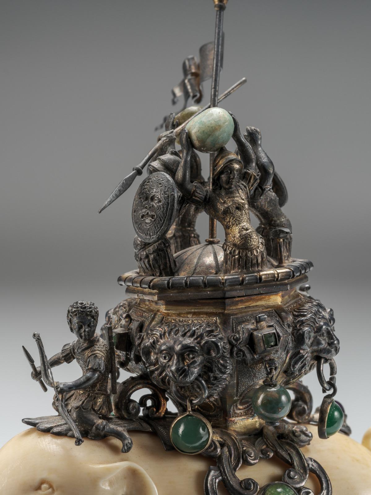 Éléphant en bijoux portant des guerriers, 19e siècle - J.S. Kaufmann, Hanau en vente 4