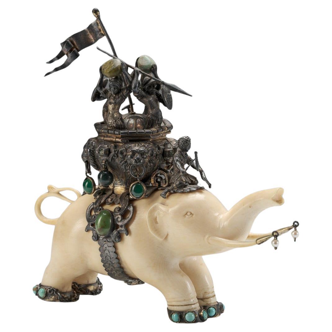 Jeweled elephant carrying warriors, 19th century — J.S. Kaufmann, Hanau