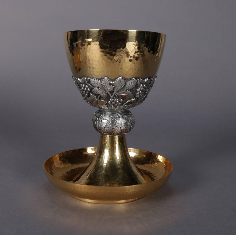 Jeweled HandHammered Brass Communion Chalice with Cross, Made in Spain