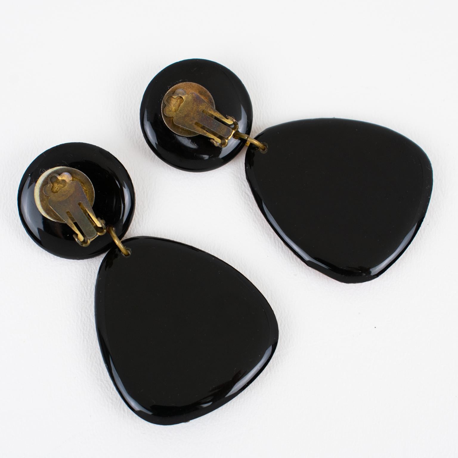 da uomo o donna Orecchini a clip Jewell in lucite con stampa ghepardo in vendita