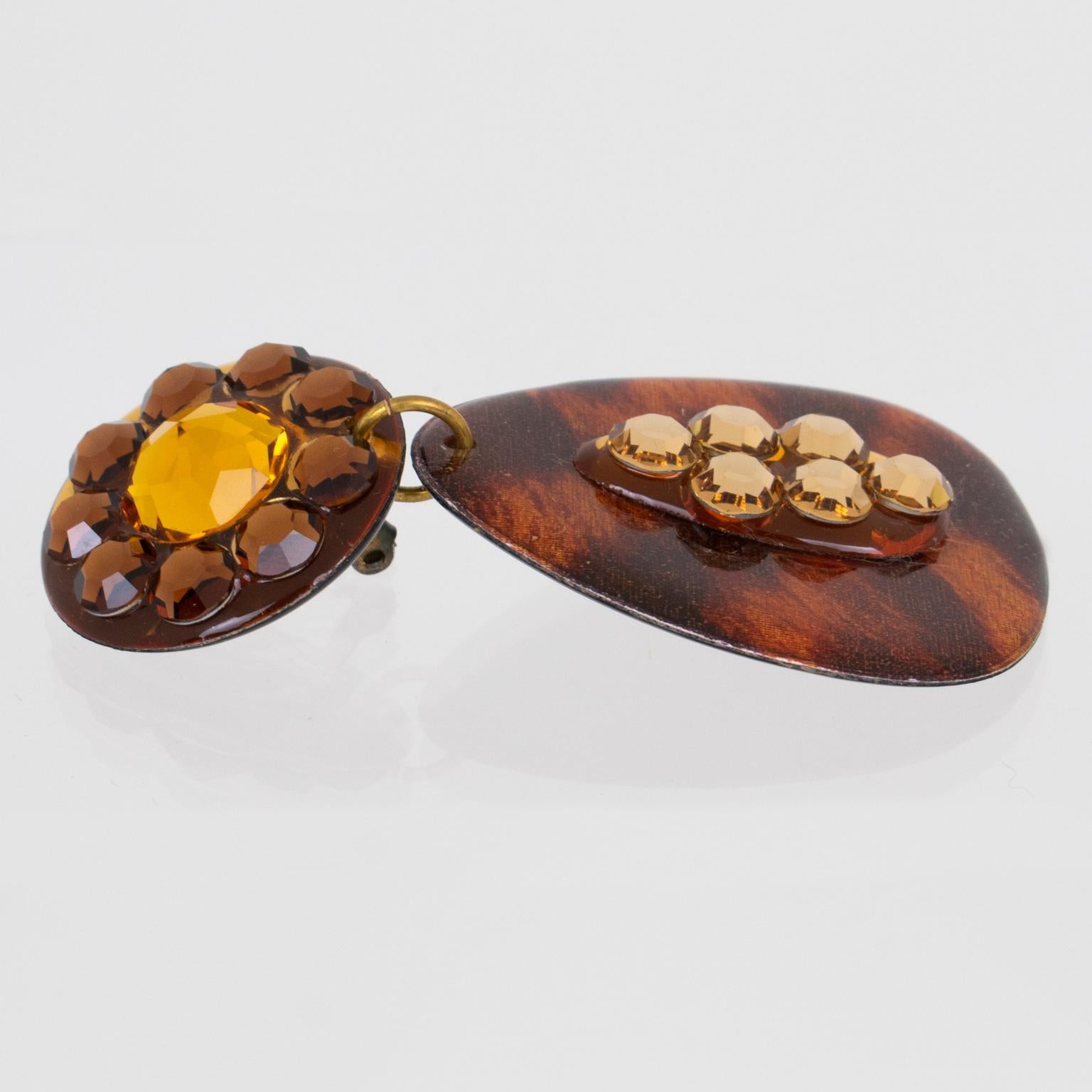 Orecchini a clip Jewell in lucite con stampa ghepardo in vendita 1