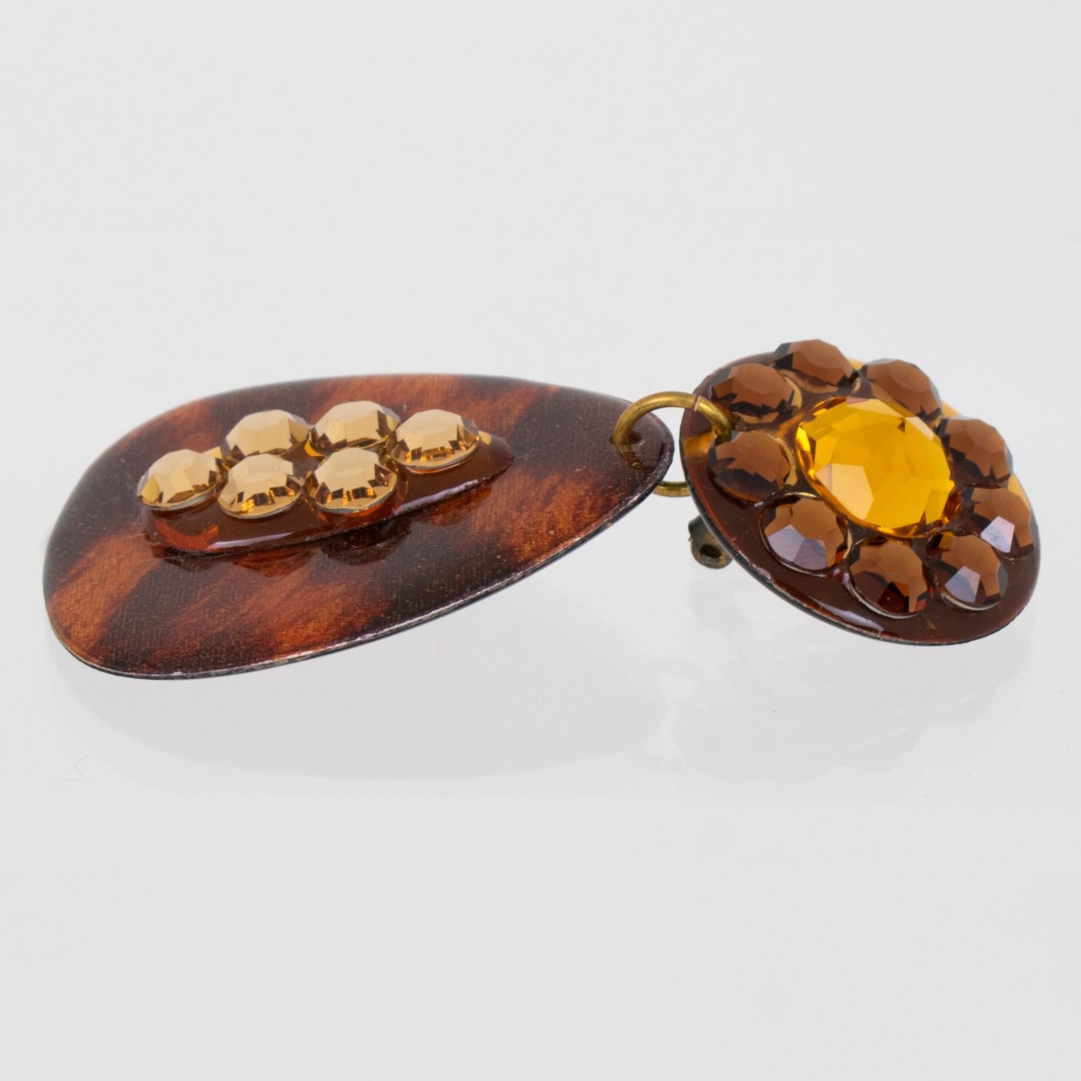 Orecchini a clip Jewell in lucite con stampa ghepardo in vendita 3