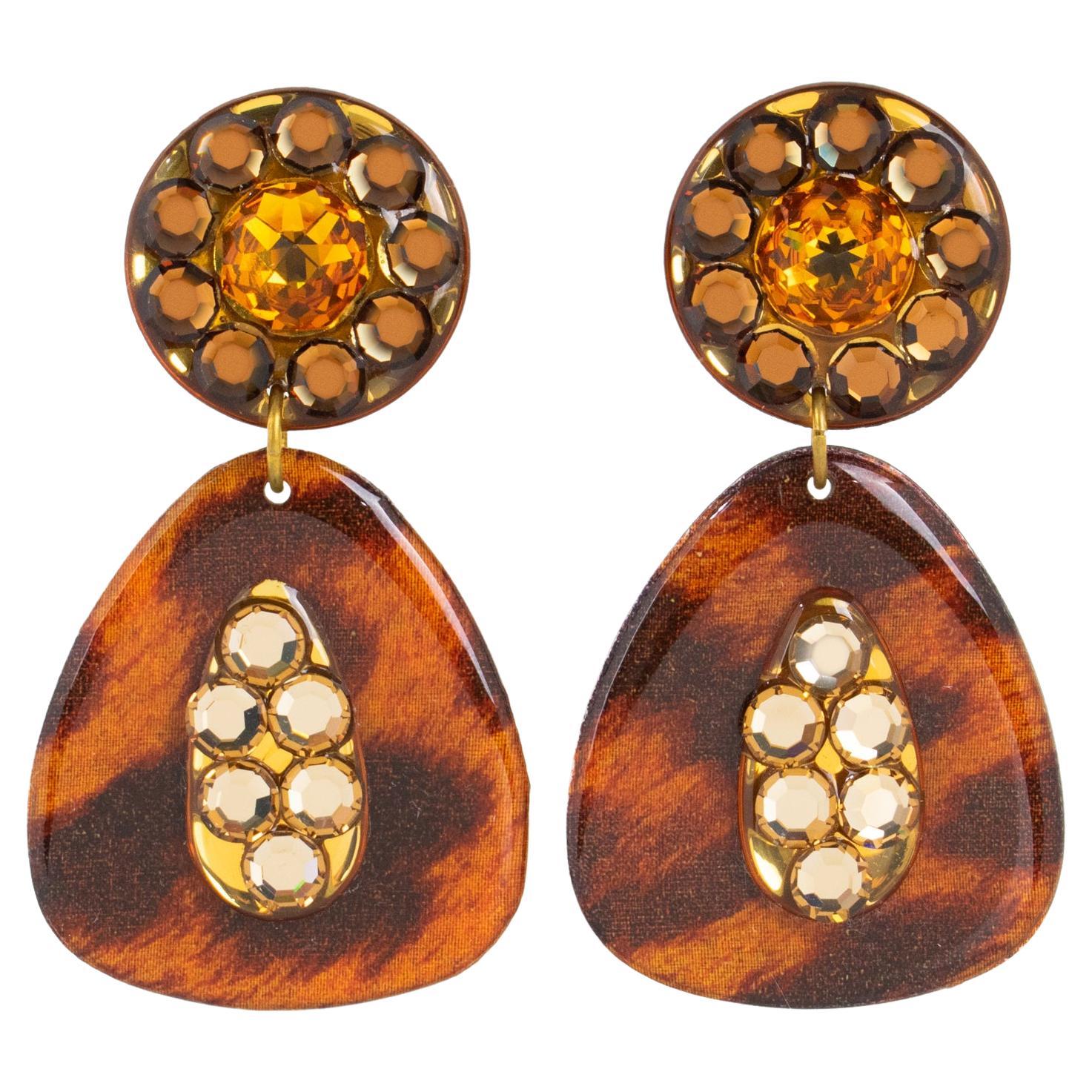 Orecchini a clip in lucite Jewell con stampa ghepardo gioiello