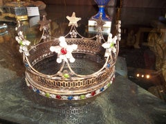 Jeweled Paste Gilt Toned Mardi Gras or Debutante Crown
